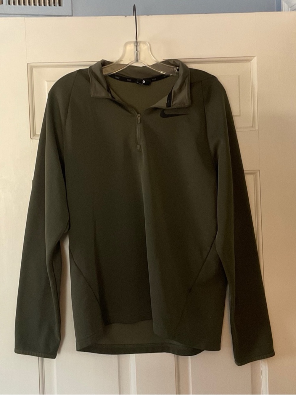 Nike Therma Quarter Zip Shirt Top Long Sleeve Green Men's Size S Active Workout